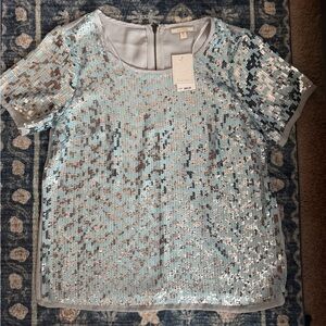 Pleione Blue & Silver Sequin Blouse